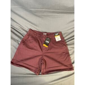 NEW Lee Heritage Shorts Women's Size 6M Bonfire Burgundy High Rise 6" A-Line